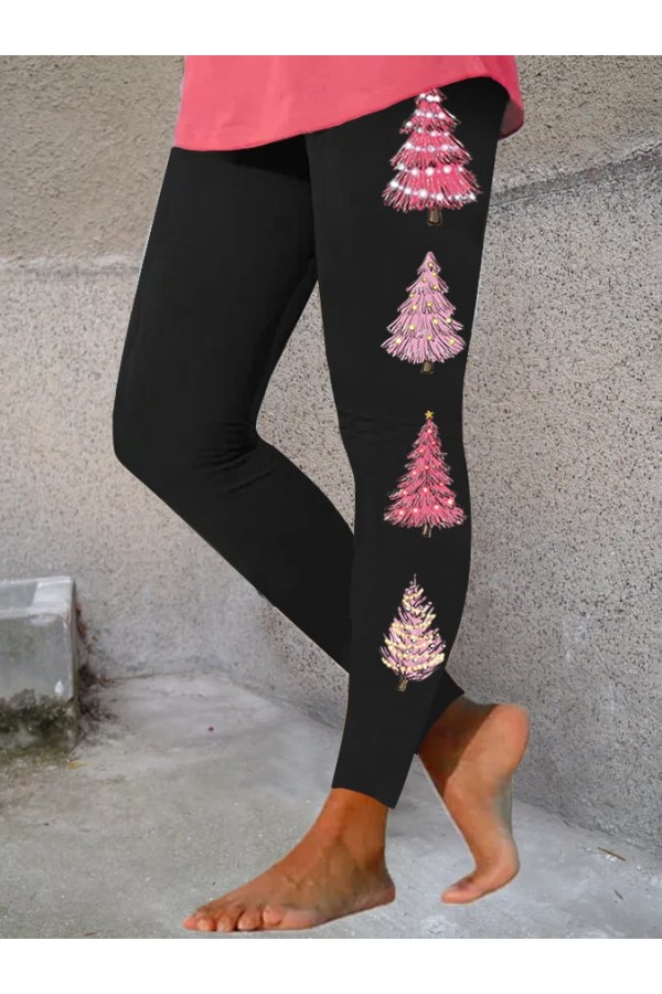 Women's Pink Tree Print Leggings