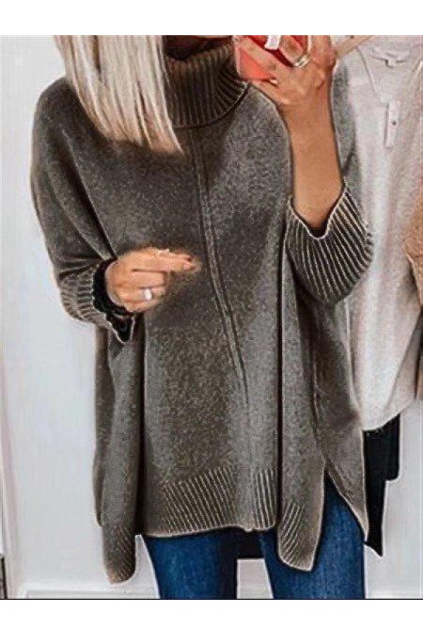 Autumn Winter Plus Size Turtleneck Long Sleeve Knitted Sweater