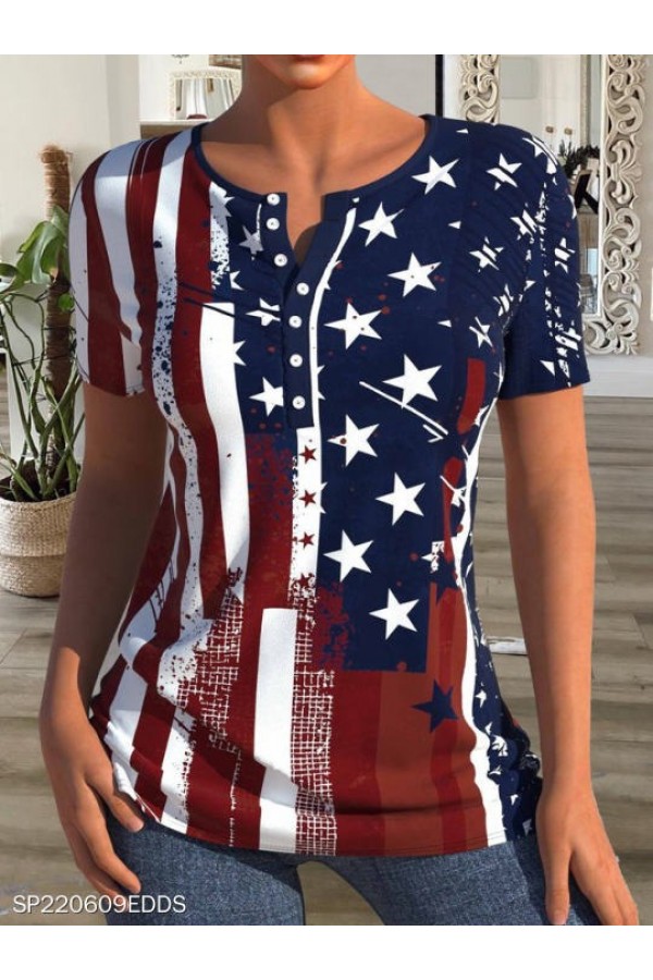 Women's American Flag Print TShirt