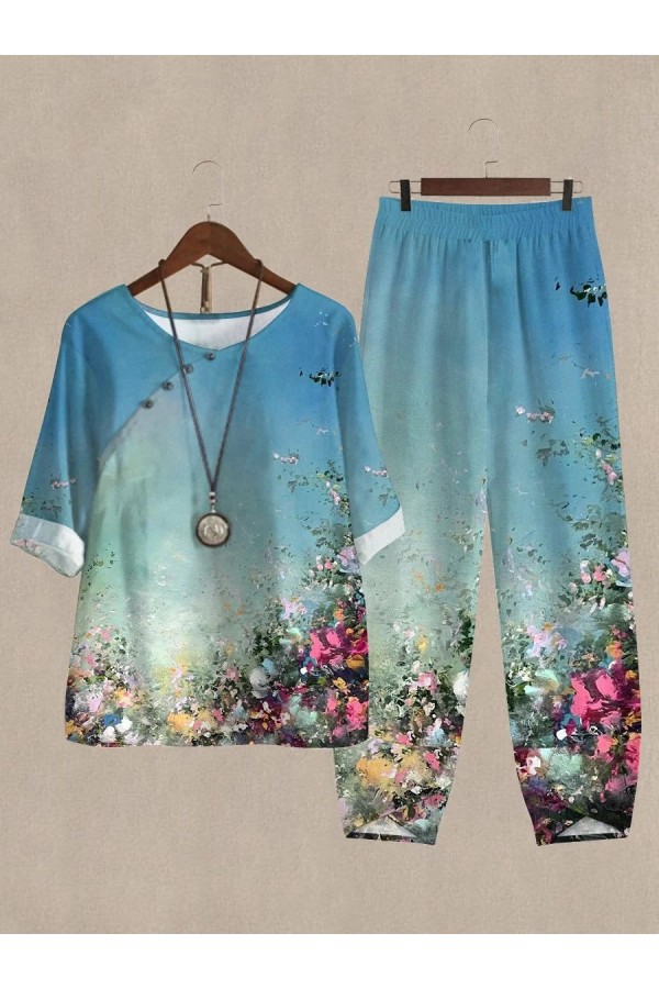 Bloom Painting Print Casual Two Piece