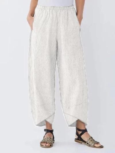 Women's Pockets Striped Casual Capri Pants - Curwave