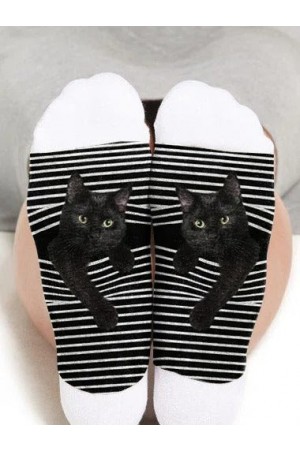 Plus Size Cute Cat Printed Casual Cotton Socks