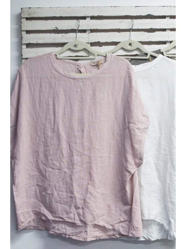 Linen short sleeve top with cotton back