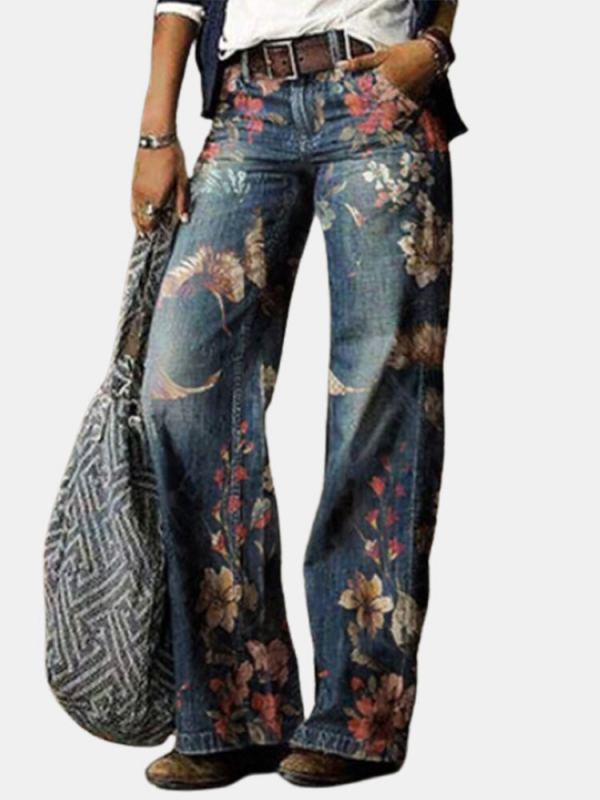 Floral Print Vintage Loose Plus Size Pants