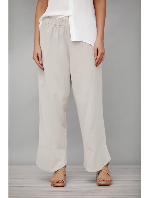Beige Plain with Pockets Casual Shrift Pants