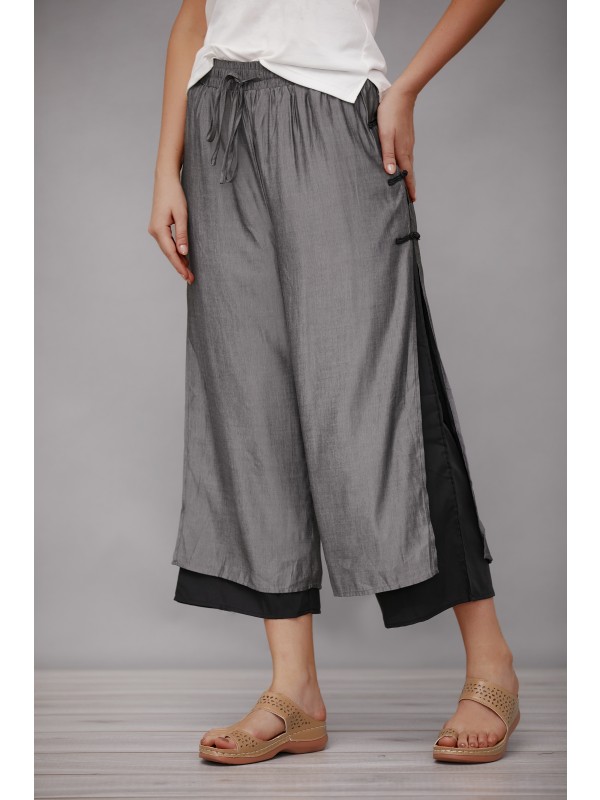 Black Plain Sashes Buttons Casual Chic Plus Size Women Pants