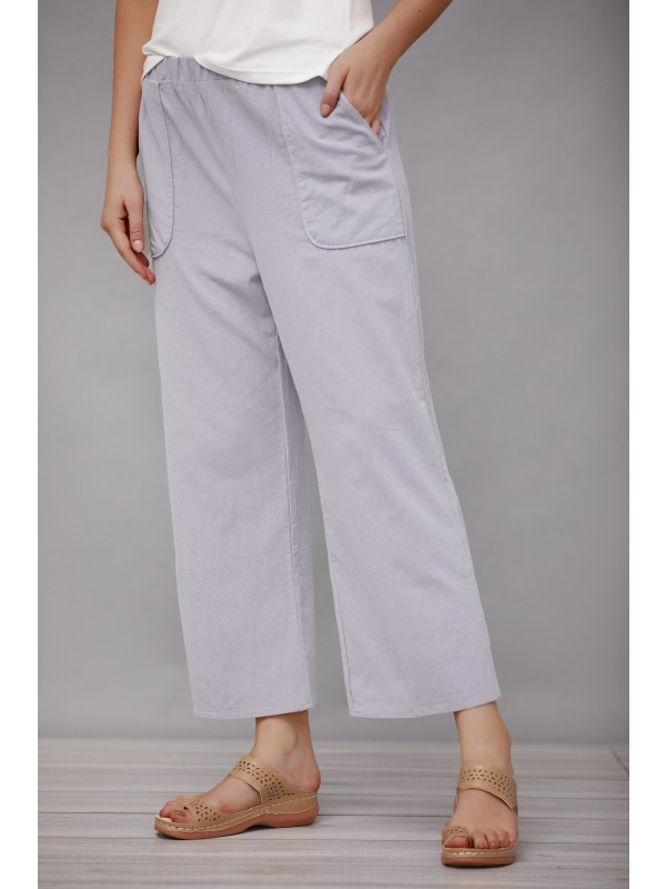 Light Gray Plain Solid with Pockets Casual Bottoms