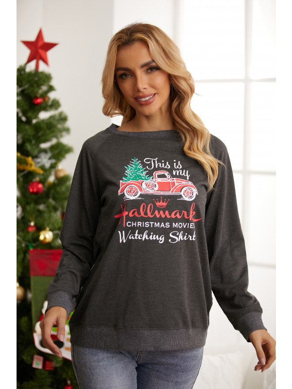 Christmas Movies Watching Shirt Print Sweatshirt