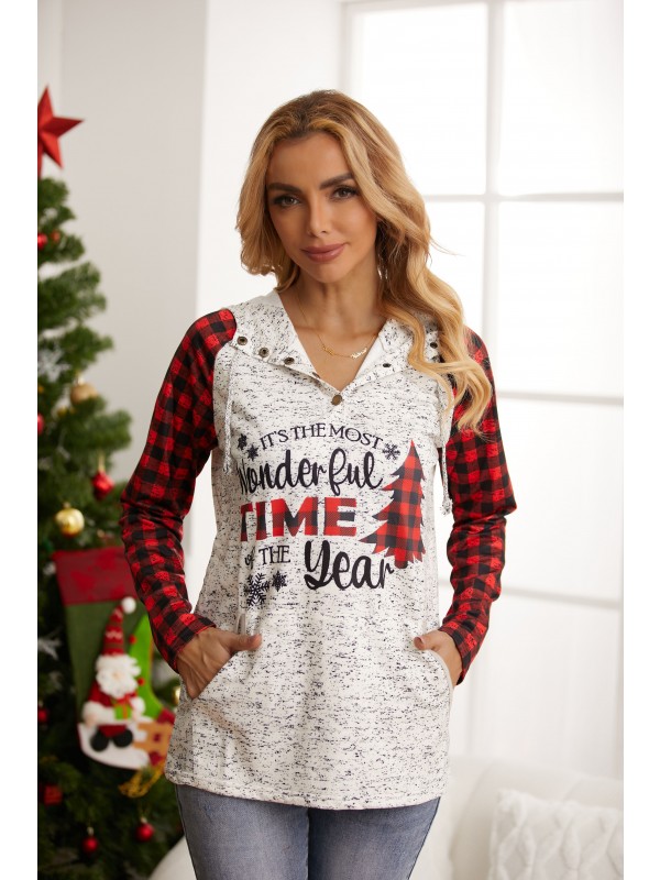 Women's It's The Most Wonderful Time Of The Year Christmas Check Sweatshirt