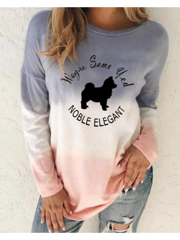 Casual Round Neck Dog Long Sleeve Sweatshirt