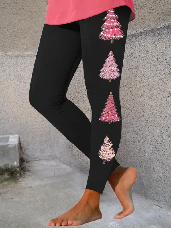 Women's Pink Tree Print Leggings