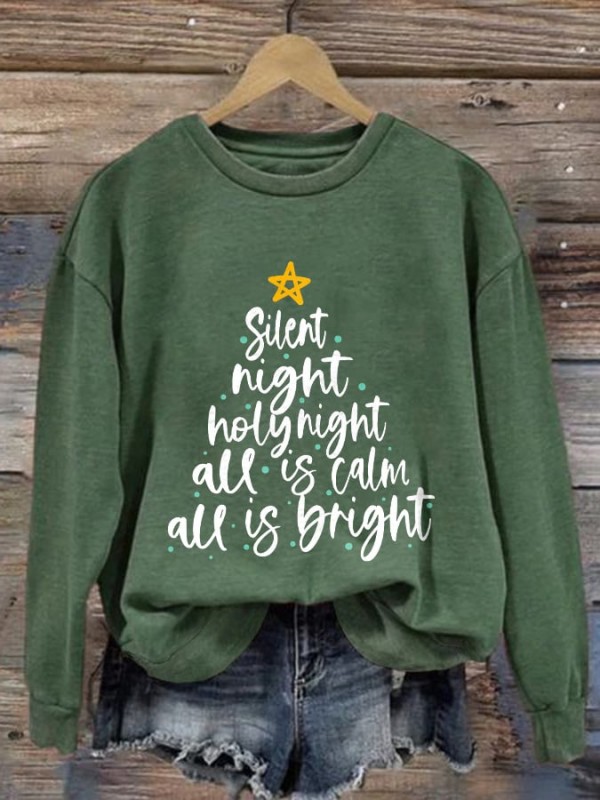 Silent Night! Holy Night! All Is Calm, All Is Bright Print Sweatshirt