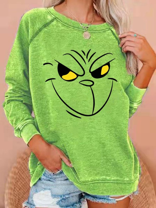 Women's Merry Christmas Funny Face Print Sweatshirt