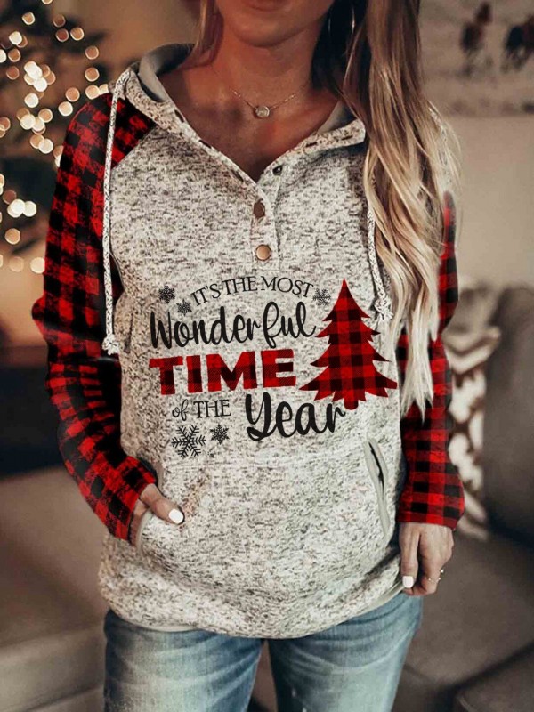 Women's IT'S THE MOST WONDERFUL TIME OF THE YEAR Christmas Check Sweatshirt