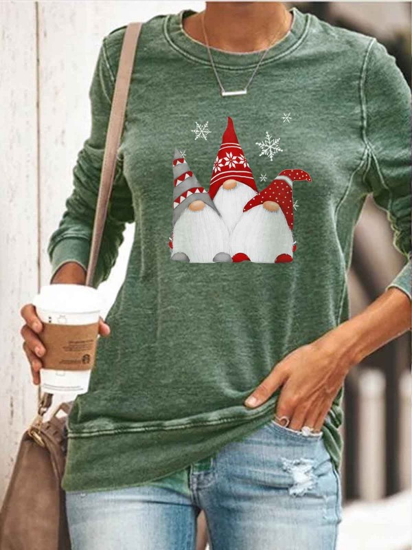 (promotion ends)Women's Scandinavian Christmas Gnomes Print Casual Sweatshirt