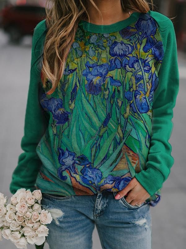 Ladies Van Gogh Irises print sweatshirt