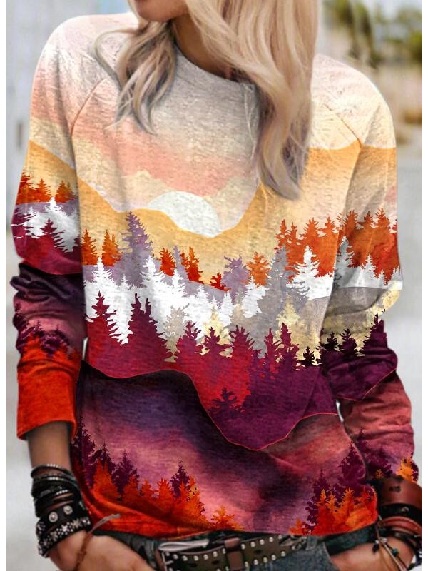 Women's mountain print sweatshirt