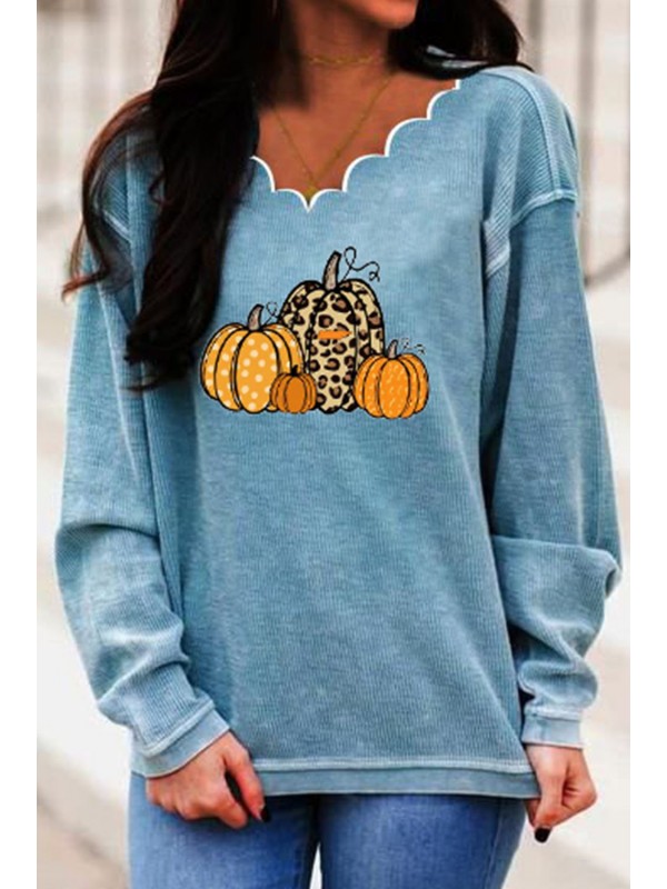 Women's Sweatshirts Pumpkin Print Sweatshirt
