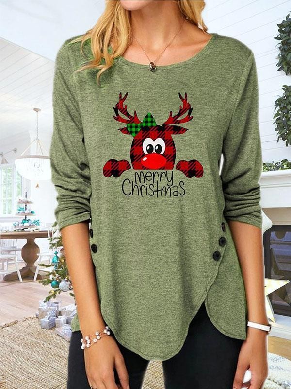 Women's Christmas Print Casual Long Sleeves Round Neck Sweatshirt