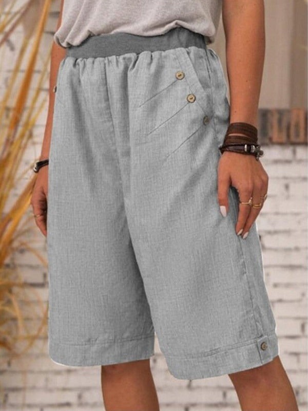 Casual Pocket Solid Color Loose Trousers