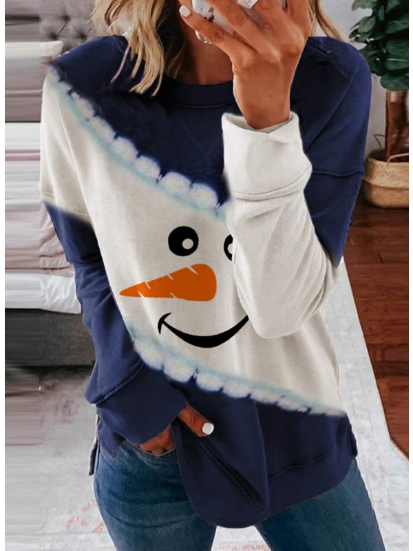 Ladies Christmas Snowman Print sweatshirt