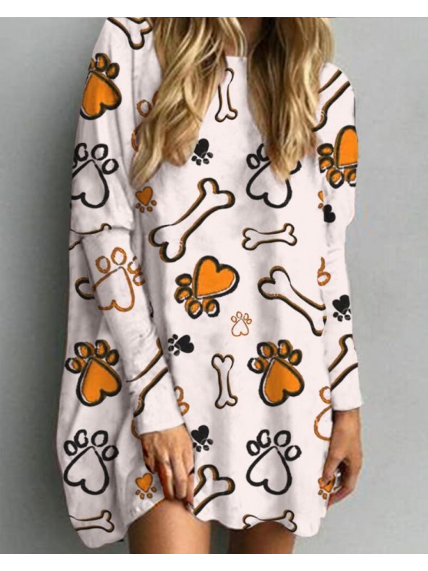 Long cartoon long-sleeved round neck autumn and winter top