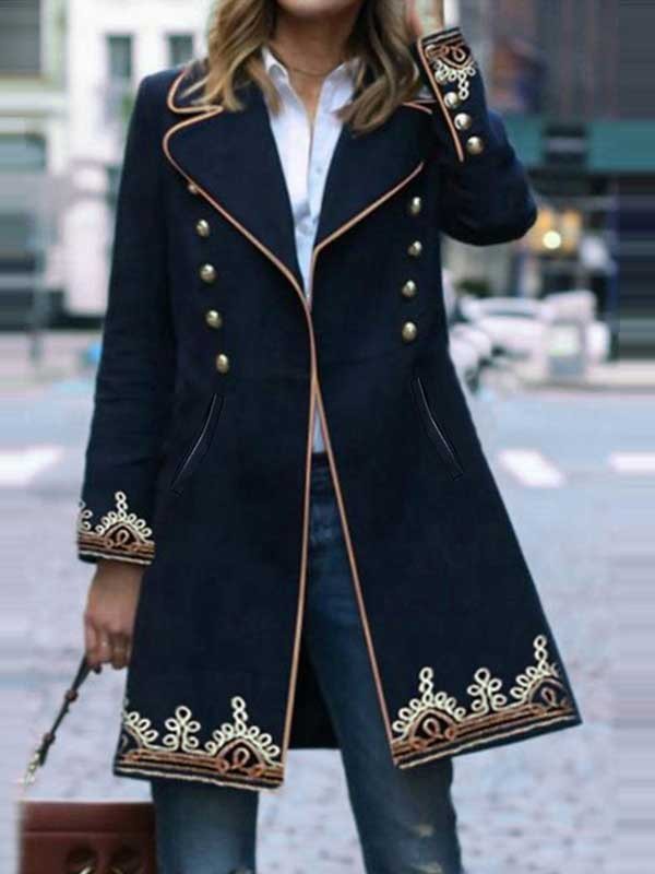 Women's Coat Pea Coat Formal Patchwork Comfortable Artistic Style Outerwear