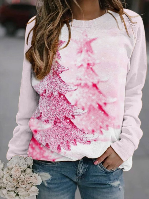 Women's Pink Christmas Tree Sweatshirt