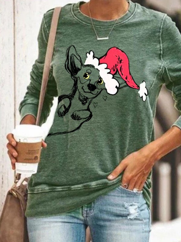 Cute Color Christmas Cartoon Pattern Sweatshirt