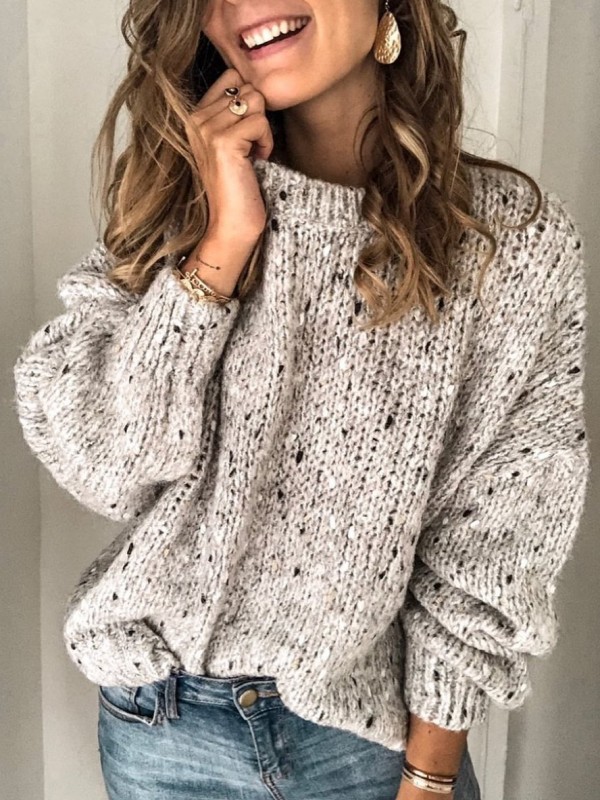 Cotton Long Sleeve Vintage Sweater