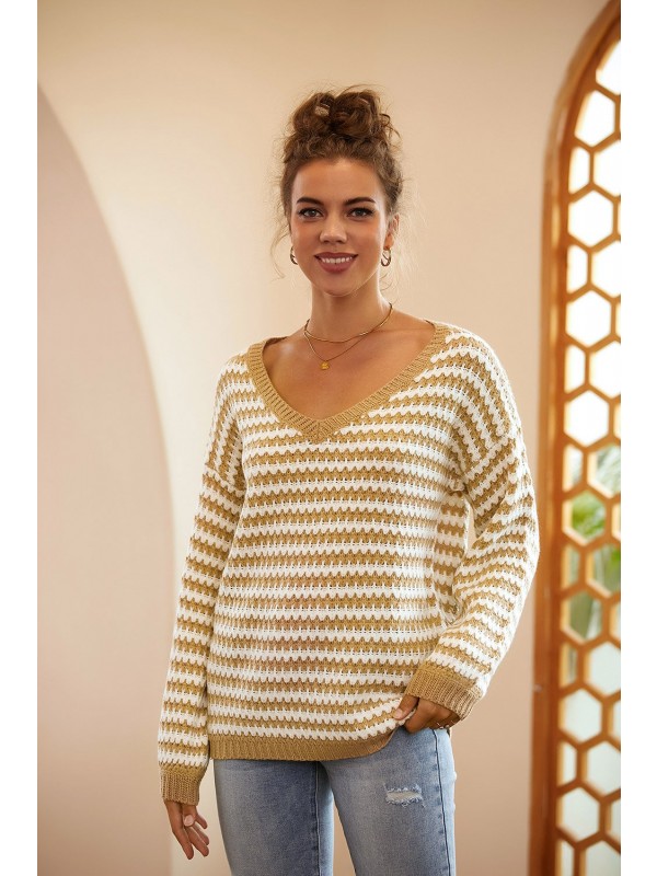 Fashion V Neck Loose Pullover Sweater