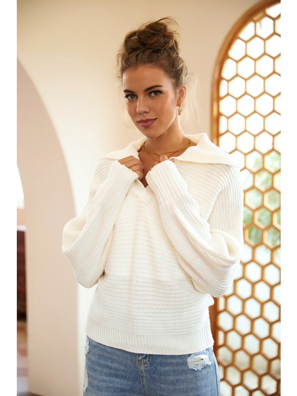 Pullover Loose Solid Color Long Sleeve Knit Sweater