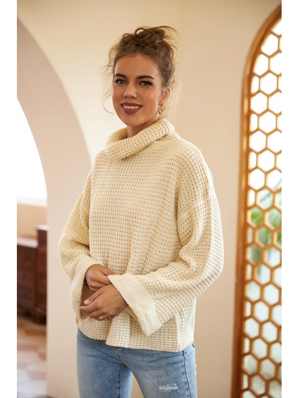 Loose Solid Color Turtleneck Sweater