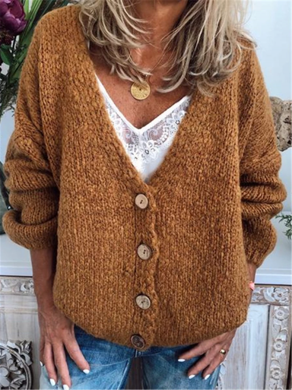 Casual cotton blends cardigan