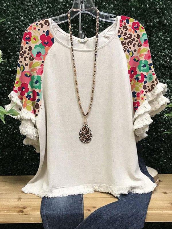 Casual Short Sleeve FloralPrint Shirts & Tops