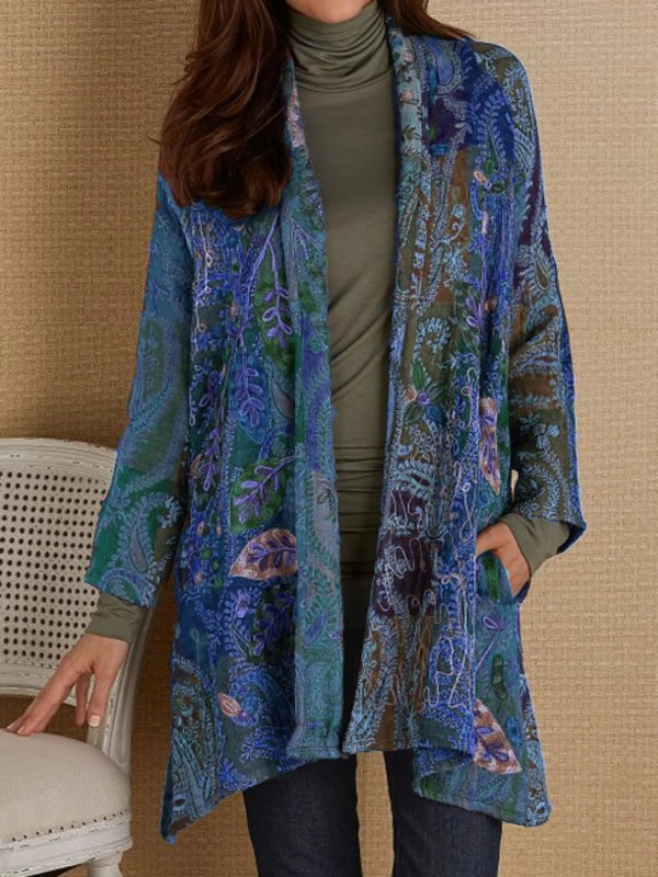 Floral Pocketed Casual Cardigan