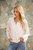 Pink Sexy V Neck Pure Color Long Sleeve Blouses
