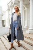 Gray Casual Solid AllMatched Long Sleeves Cardigans