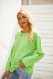 Green Lapel Solid Color Loose 3/4 Sleeves CasuaL Blouse