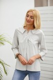 Gray Casual Cotton Blend Round Neck Long Sleeves Blouse