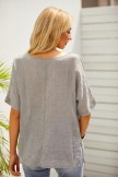 Gray Short Sleeve Round Neck Shift CottonBlend T-Shirts