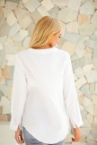 White Long Sleeve Buttoned Sweet Crew Neck Blouse