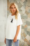 White Cartoon Print Cute Short Sleeve Casual T-Shirt