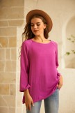 Rose Casual Solid Pint Long Sleeve Blouse 