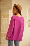Rose Casual Solid Pint Long Sleeve Blouse 