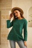 Hollow Long Sleeve Embroidered Oneck Vintage Blouse