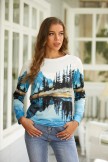 Women's Mountain Printed Round Neck Casual Sweatshirt