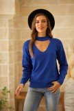 Casual Solid Color V-Neck Long Sleeves Sweater