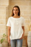 Bohemian Embroideried Short Sleeve Button Blouse