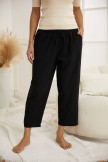 Black Solid Cotton Casual Vintage Plus Size Pants